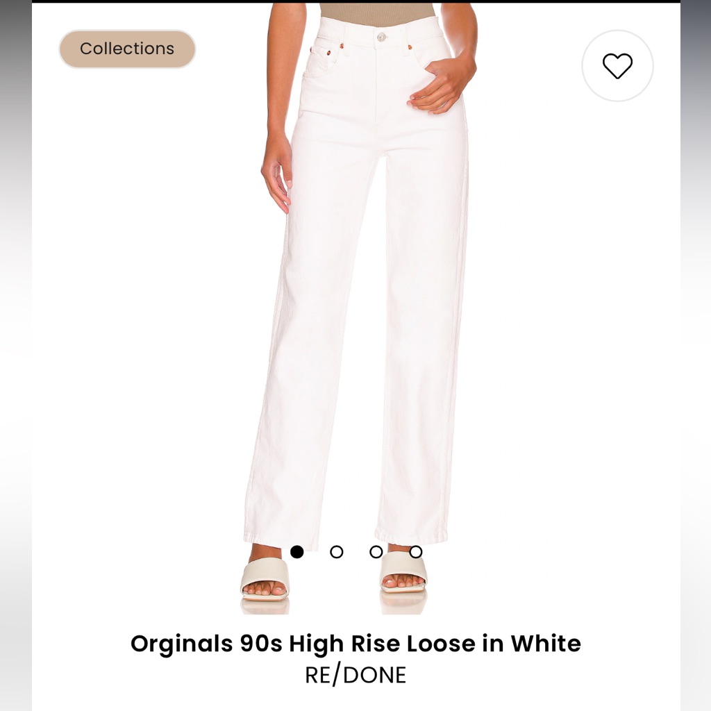 Nwt Orginals 90s High Rise Loose In White Re/Done 23